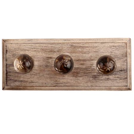 Clear Star And Leaf Cut Glass Wooden Hook